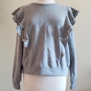 NWT Express Eyelet Lace Ruffle Sleeve Sweatshirt